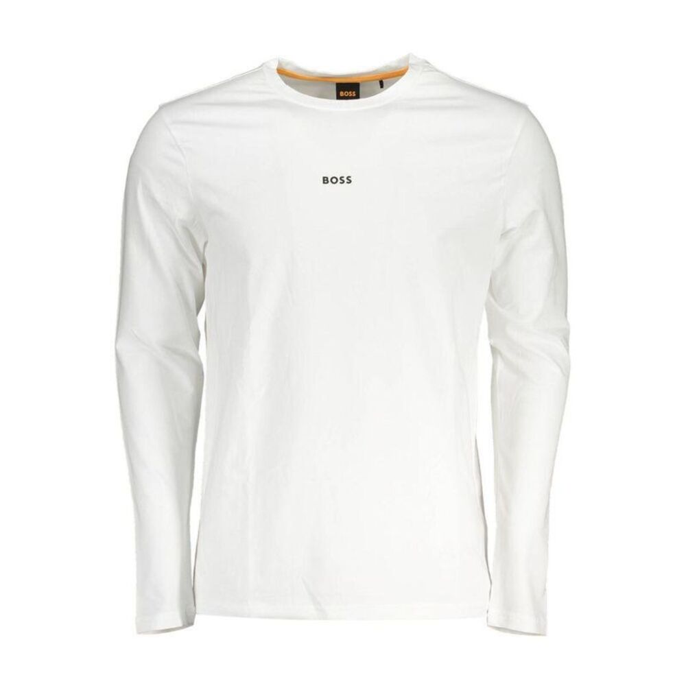 Hugo Boss Long Sleeve TShirt Slim Fit Minimalist Men White T-Shirts